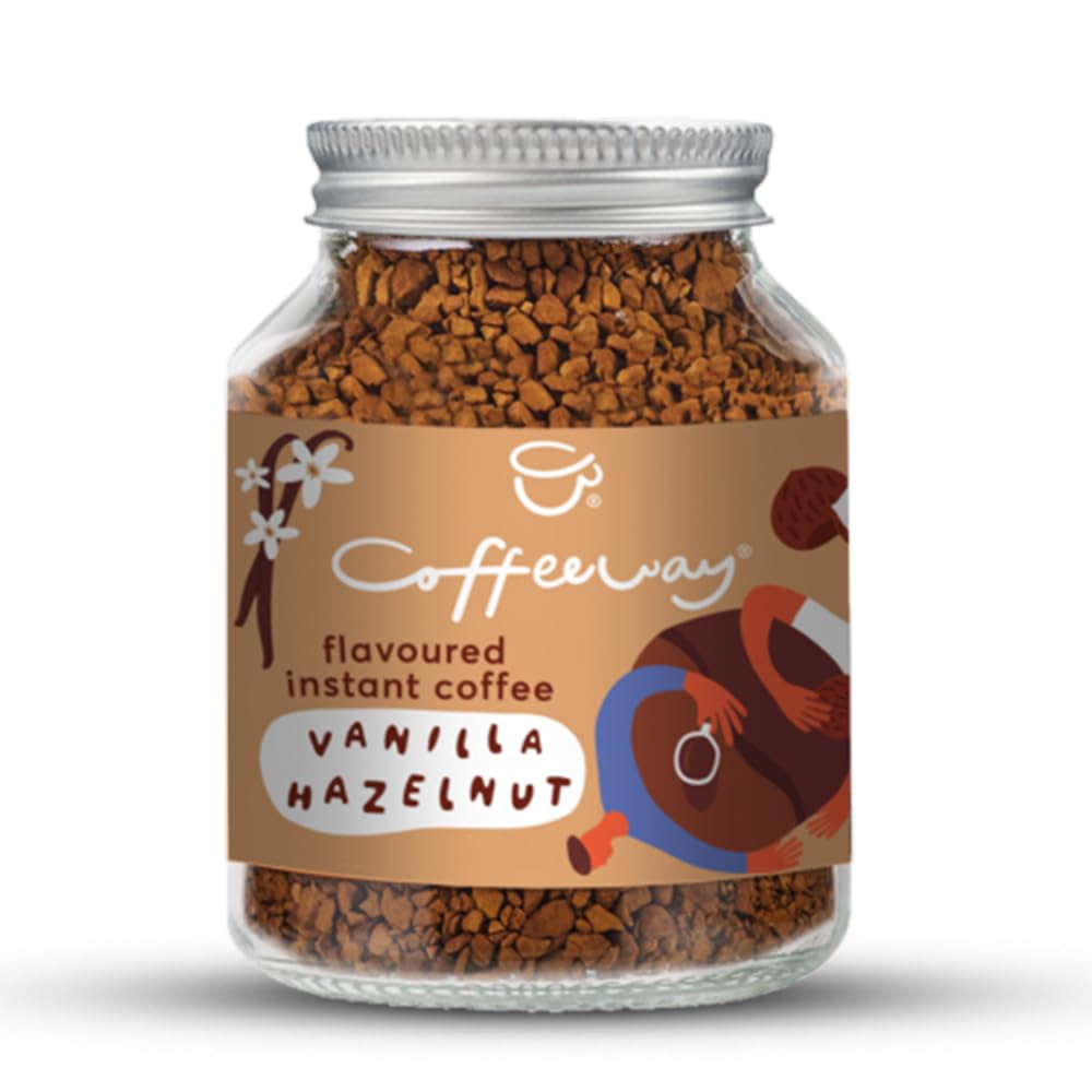 Coffeeway Vanilla Hazelnut Flavoured Instant Coffee, 400g (50g x 8 Pack) - Premium Taste, Freeze-Dried, Quick & Easy Brew, Low-Calorie, Sugar-Free, Vegan, Nut-Free