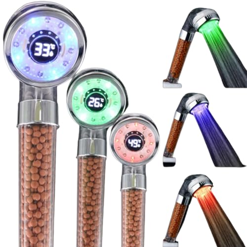 Cabezal de ducha LED Anion con cambio de color y pantalla de temperatura