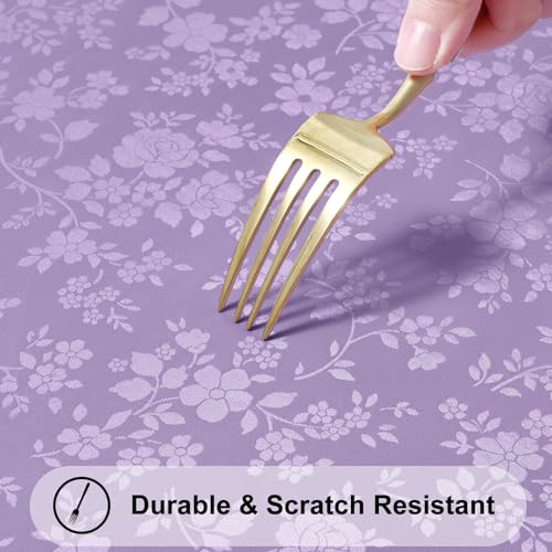 Image of Smiry Rectangle Table Cloth, Waterproof Heavy Duty Vinyl Tablecloths, Wipeable Washable Table Cover for Kitchen and Dining Room (Purple, 54 inch X 78 inch)