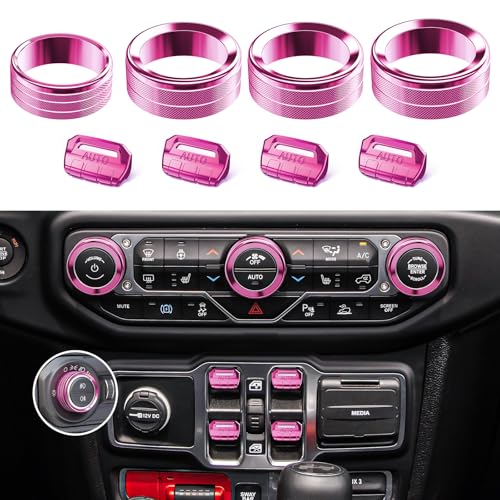8Pcs Metal Button Knob Cover for Jeep Wrangler & Gladiator