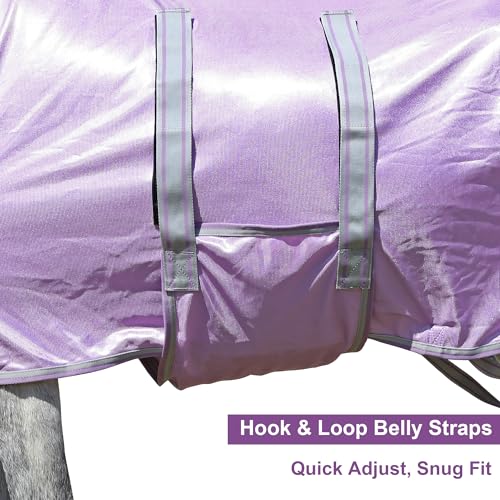 Image of LEAFOREST Miniature Pony Horse Fly Sheet - with Neck Cover & Belly Band Breathable Mesh UV Protection Summer Sheets for Mini Horses Foal Yearling Donkey Violet 52 inches