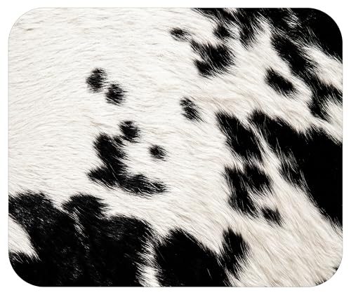 Animal Print Mouse Pad Mat Mousepad for Desk Computer Laptop PC Gaming Home or Office Gift Home Farm Counrty (Black Cow MP68)