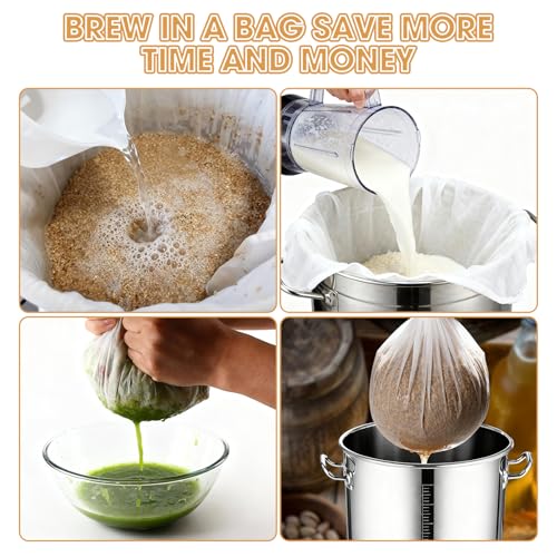 mobumeia 3 STK Filterbeutel Siebbeutel - 66 x 56cm 250 Micro Filtersack mit Sieb für Obstpresse Wein Marmelade, Bierbrauen, Saftpressen, Auspresstuch