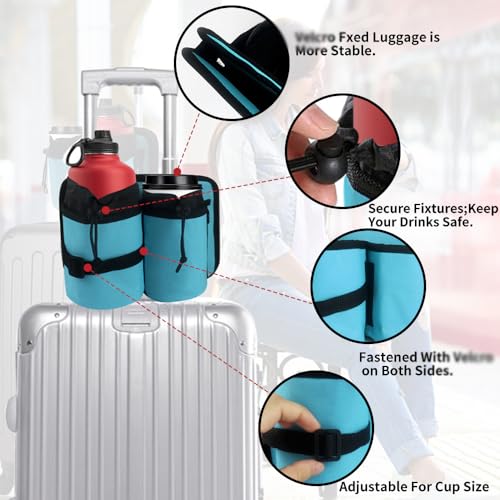 Image of Travel Cup Sleeve Adjustable Divider for Bottles Carry on Case Fits Roll on Suitcase Handles Gifts for Flight Attendants Travelers Accessories Lake Blue