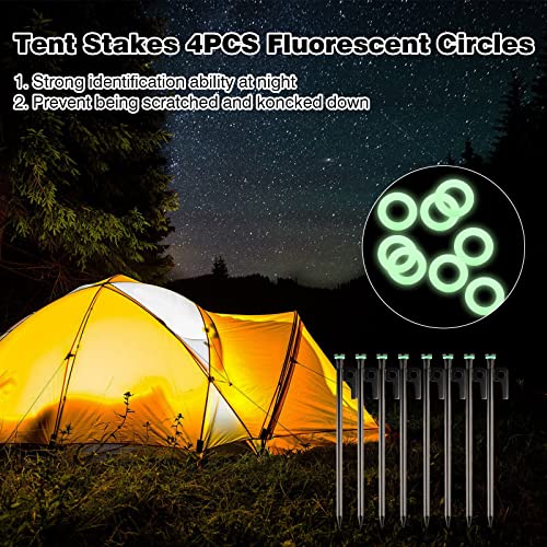 8 Pack Estacas de Tienda Metal Pesado con Estacas de Tienda de Acero de 10in + Anillos de Silicona Fluorescentes + Bolsa Especial para Camping Usado en Rocas, Praderas (10in - 8 Pack) miniatura 5