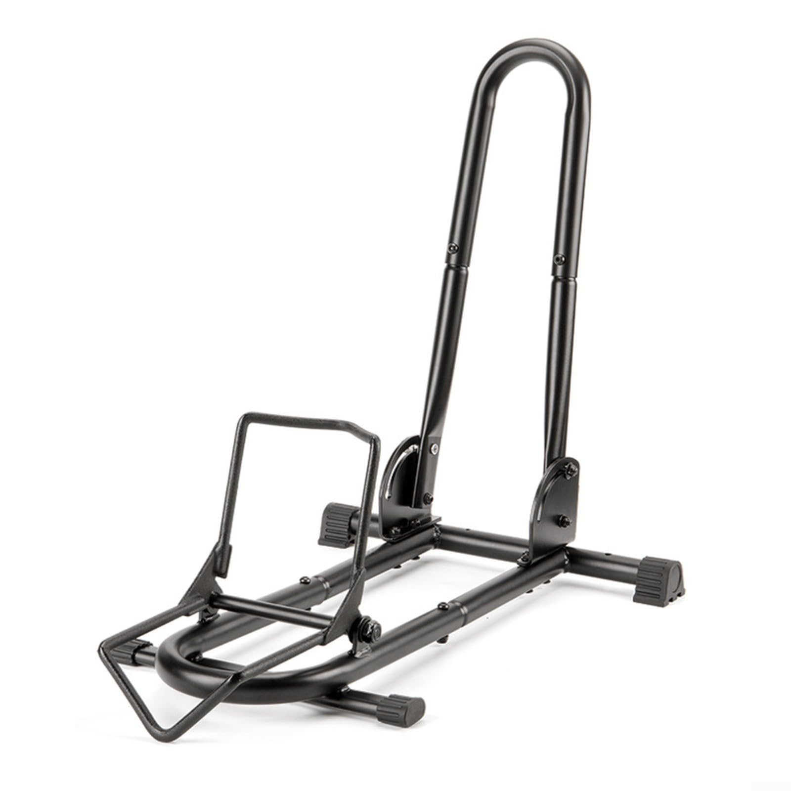 Soporte de suelo plegable para bicicleta con sistema de empuje, soporte de 3 puntos para bicicletas de montaña de 26 a 29 pulgadas, almacenamiento de garaje interior,