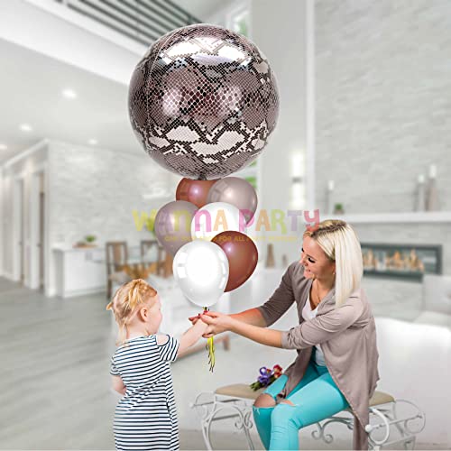 Image of Wanna Party Snake Print Orbz Balloon, Animal Print Foil Balloons for Kids Birthday, Jungle Animal Party Theme Balloons, 16 Inches