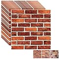 Ekezon 3D Wall Panels Peel and Stick, 3D Wall Panels Self Adhesive Waterproof 10PCS PVC 3D Brick Wallpaper Peel and Stick for Interior Wall Decor,Bedroom,Living Room12''x12'' (Dark Red Stone)