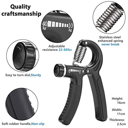 Hand Grip Strengthener Workout Kit （6 Pack） - Hand Exerciser and Grip Strength Trainer with Adjustable Hand Strengthener Finger Exerciser Finger Strecher and Hand Strength Ring - Thumbnail 2