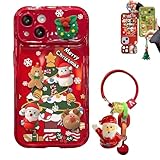 Christmas Tree Pendant Flip Mirror Case Cover for iPhone 17/16/15/14/13/12/11 Pro Max, Festive Protective Phone Case with Built-in Mirror and 3D Christmas Tree Charm (Red,for iPhone 17 Pro Max)