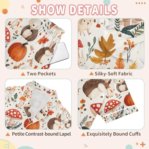 senya Hedgehog Mushroom R Satin Summer Pajama Sets Silk Short Sleeve Button Down Sleepwear3