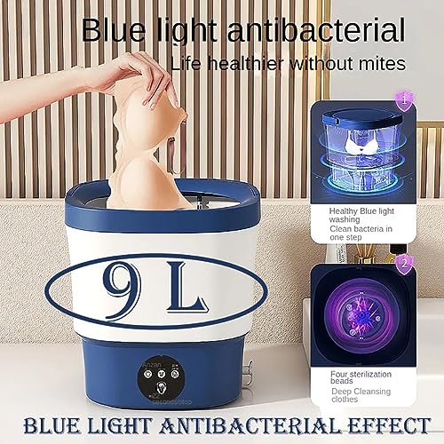 Mini lave-linge 9L performant avec essorage lumière bleue et 3 modes de lavage précis - 3