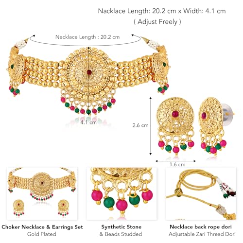 Image of Peora Gold Plated Bridal Jewellery Set with Kamarband Gift for Women Indian Traditional Ethnic Wedding