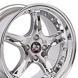 OE Wheels LLC 17 Inch Fit Mustang 4 Lug Cobra R Deep Dish Chrome w/Rivets 17x8 Rims SET