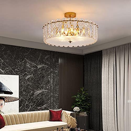 Plafonnier en cristal K9 doré 60x27cm à 6 lumières pour salon - 4