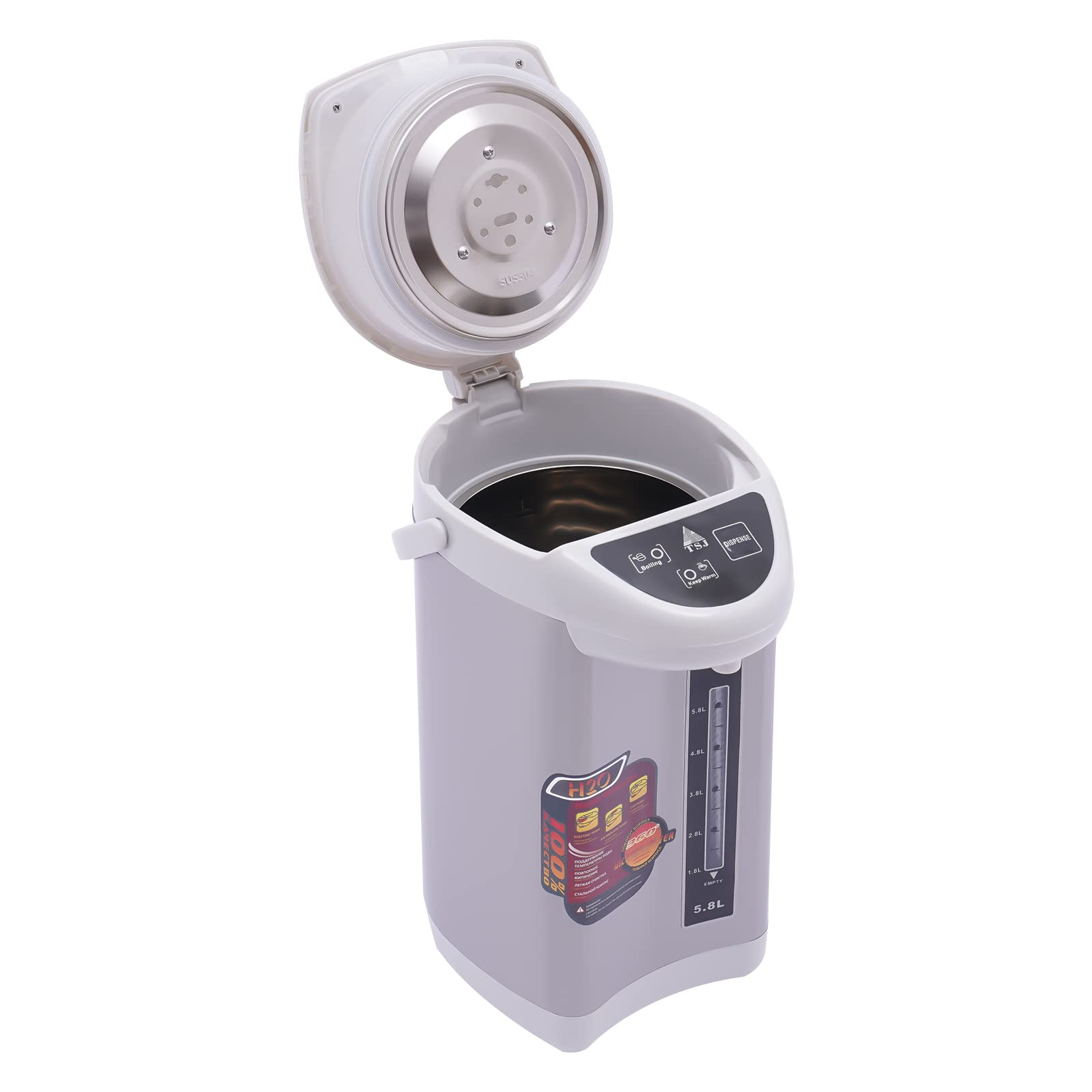 Distributeur d'eau chaude 5.8L 750W Thermopot en acier inoxydable Bouteille isotherme Bouilloire à thé Distributeur pour la maison, l'école, le bureau