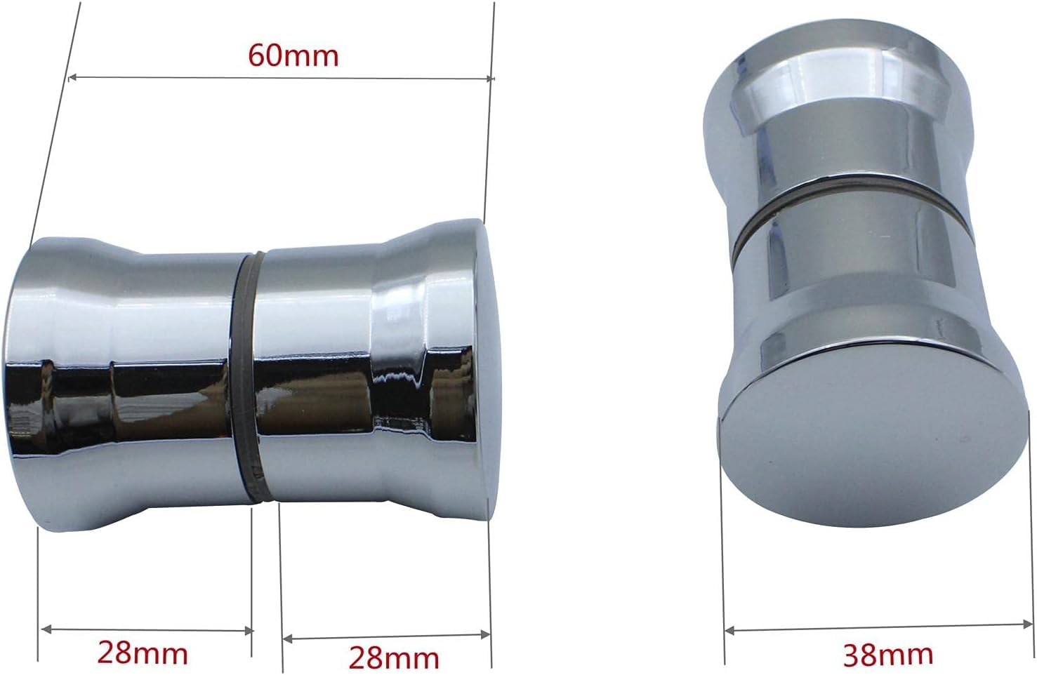 2 Paia Di Pomelli Per Porta Doccia | Cromati | Per Vetro Spessore Fino A 20mm | Facili Da Installare