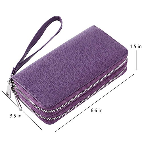Image of XEYOU Double Zipper Long Clutch Wallet Cellphone Wallet for Women with Removable Wristlet Strap for Credit Card, Cash, Coin, Bill