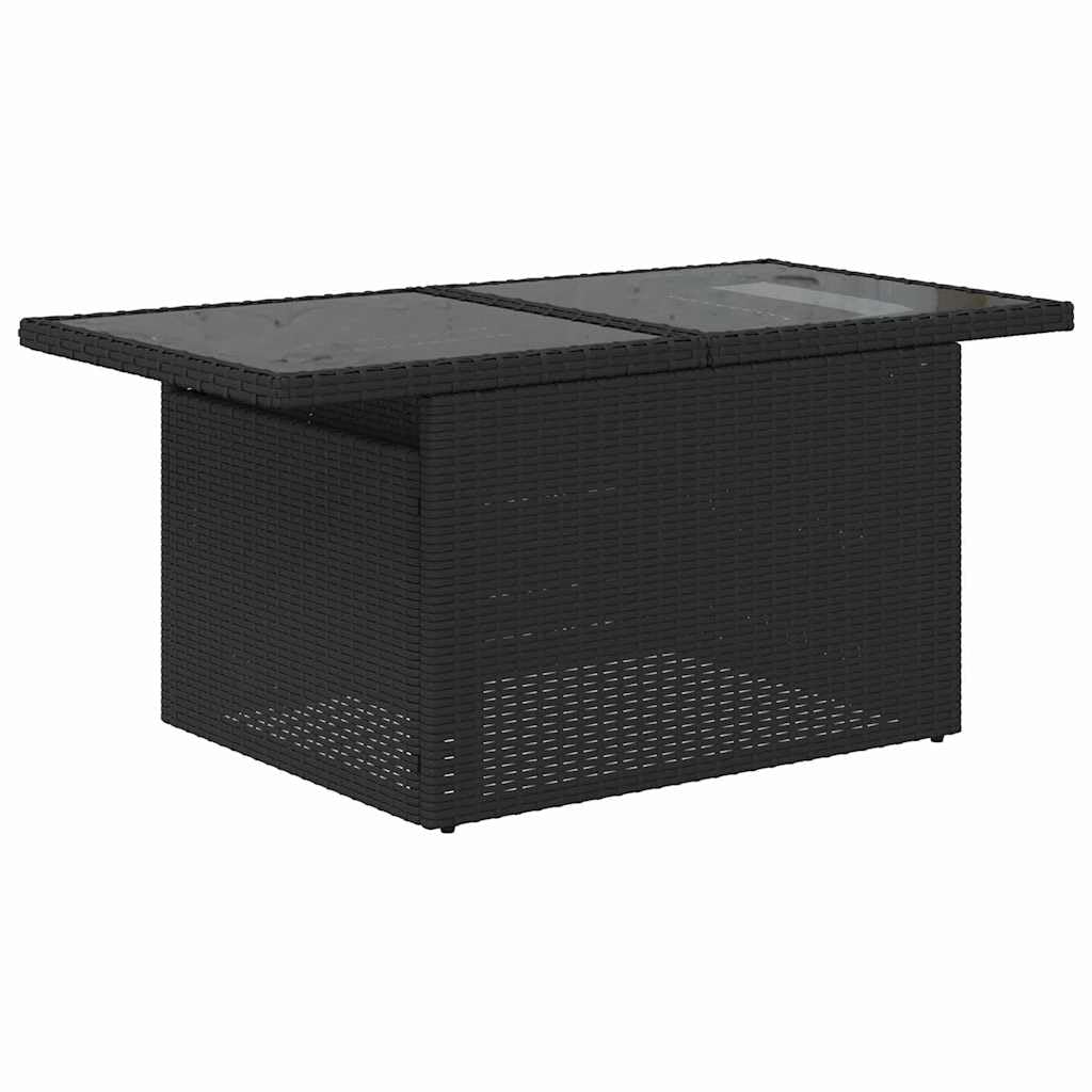 Set di divani da giardino con cuscini, 6 pezzi, colore nero e blu, per terrazza, balcone, giardino, veranda, con imbottiture e schienali, per rilassarsi all'aperto