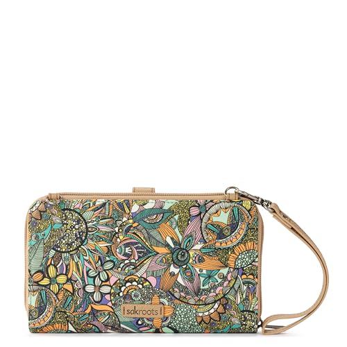 Image of Sakroots Women's In Coated Canvas, Convertible Purse With Detachable Wristlet Strap, Includes Phone & Wallet Pockets