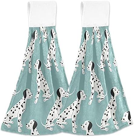 Dálmata - Toallas de cocina para perro, toalla de mano para baño, toalla de mano para colgar con lazo, 2 piezas, suave y absorbente, toalla para la