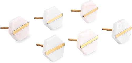 Miniatura 5 de Perilla Home Juego de 6 pomos de puerta de mármol  Perillas decorativas para puerta con tornillo  Cajón de armario, cómoda, dormitorio, armario de