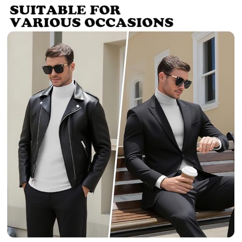 Image of Men's Turtleneck Casual Basic High Neck Long Sleeve T Shirts Half Neck Lightweight Pullover Sweater