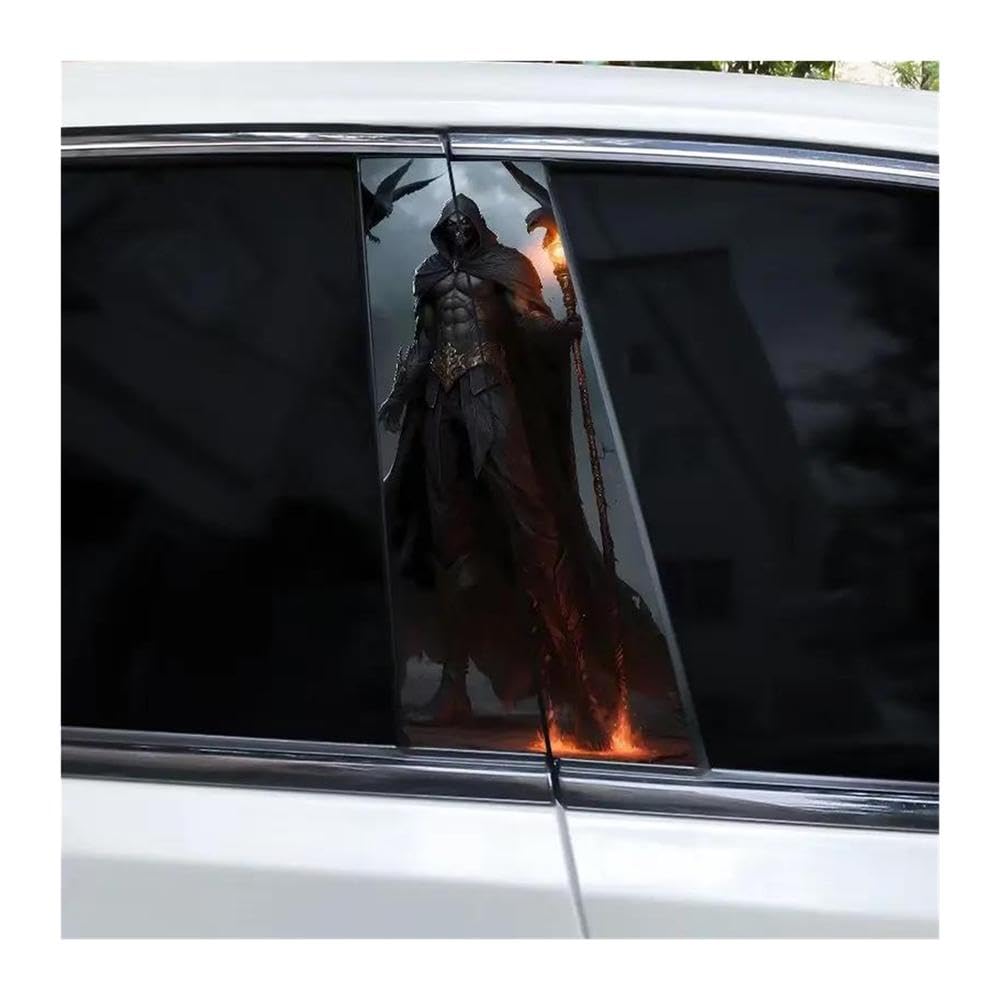 Decorative Items 2pcs Car Center Column Stickers DIY Horror Skull Car Door Pillar Stickers(K)