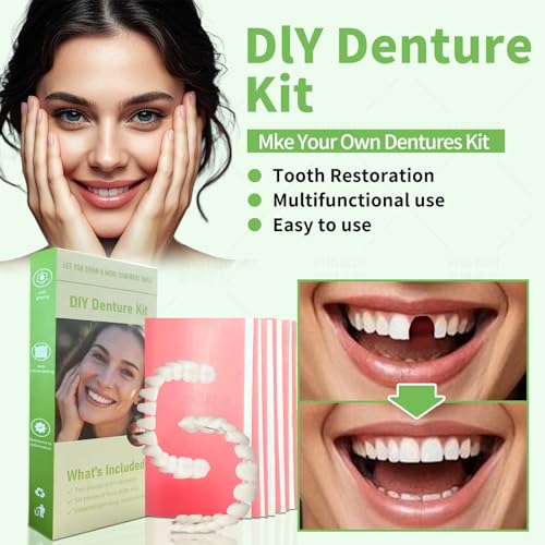 image for Mismxc DIY Denture Kit - Top & Bottom Fake Teeth with Comfort Fit for 