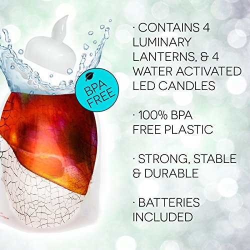 Modgy Luminary Lanterns 4-Pack - Floating Led Candles With Batteries Included - Luminaries Are Great For Weddings, Parties, Patios & Celebrations Of All Kinds (Copaku) #TOP1