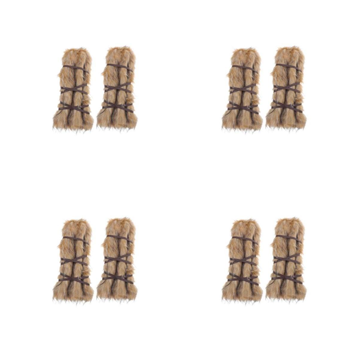 Healeved 4 Paia Scaldamuscoli in Pelliccia Sintetica con Lacci Regolabili Stile Vichingo Unisex per Cosplay e Feste a Tema Inverno Poliestere Comodi e Sicuri