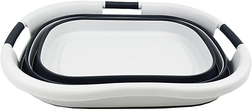 Miniatura 3 de SAMMART Cesta plegable de plástico para la ropa sucia de 40 L (10.5 galones), contenedor de almacenamiento plegable y organizador, tina de lavado