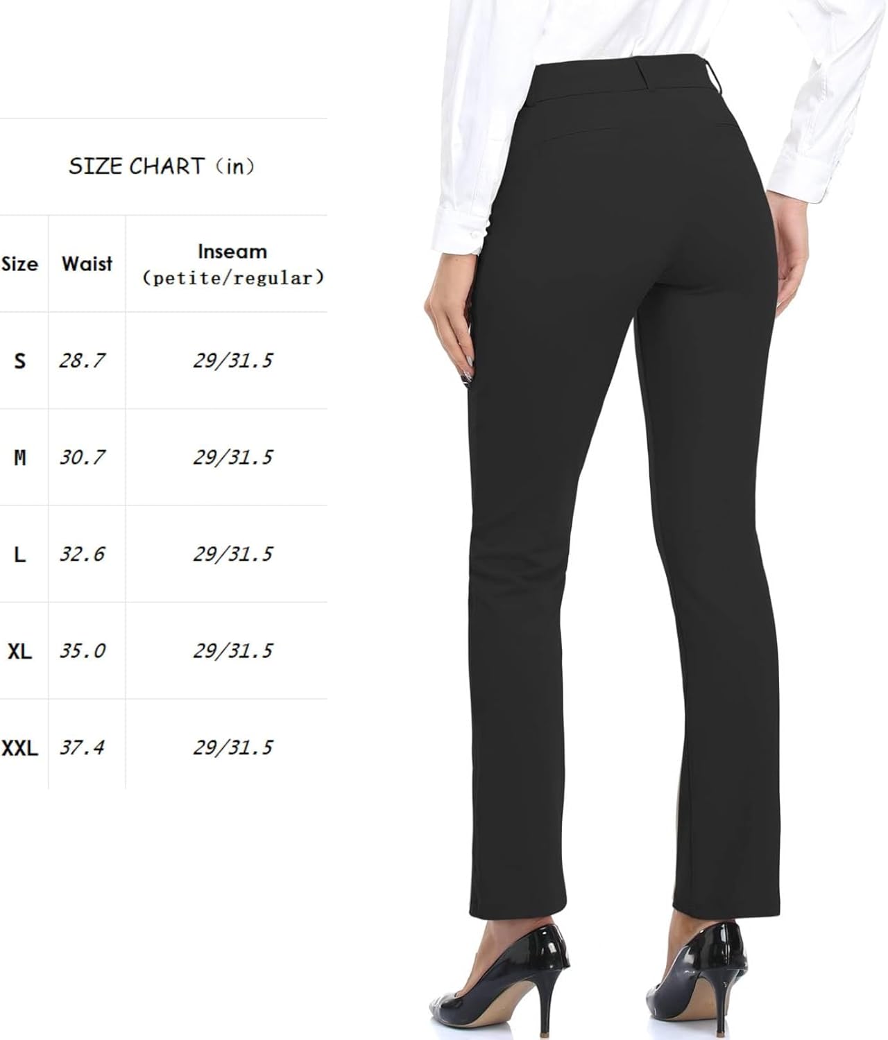 HISKYWIN Women Yoga Dress Pants Stretchy Work Pants Straightleg/Bootcut Office Slacks with Pockets for Business Casual Petite