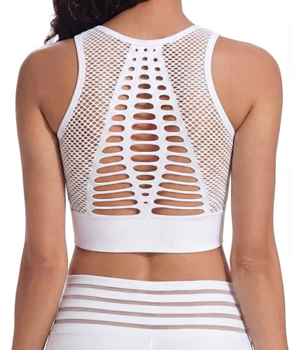 Image of SEASUM Women's Longline Sport Bra Seamless Yoga Crop Top Medium-Low Support Workout Bra