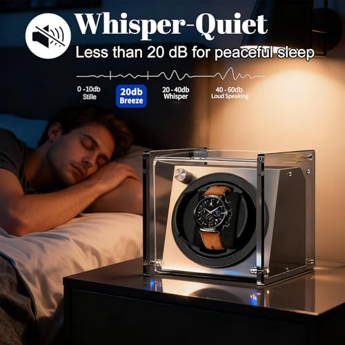 Image of Watch Winder Smith Acrylic Single Automatic Watch Winder - 12 O'Clock Upright Display, Ultra Quiet Performance for Large & Small Watches