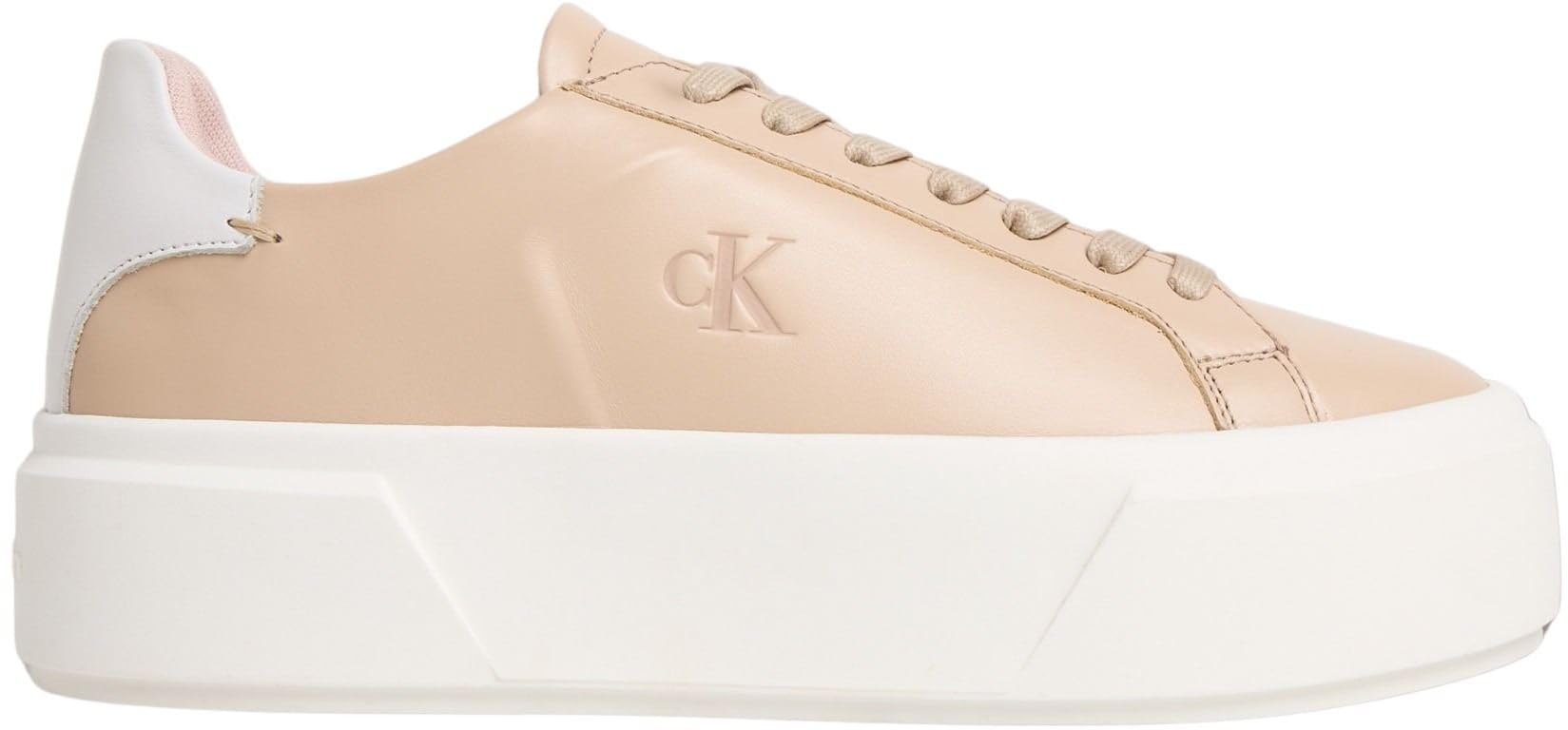 Calvin Klein Flatform Lace Up Lth MG Yw0yw01928, Basso Top Donna, Beige (Crystal Grey), 37 EU