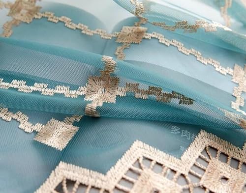 BCughia Green Sheer Curtains 84 inch Long 2 Panels, Gradient Color with Rhombus Pattern Pinch Pleat Curtains for Bedroom and Living Room Each Panel 38" W x 84" L - Image 3