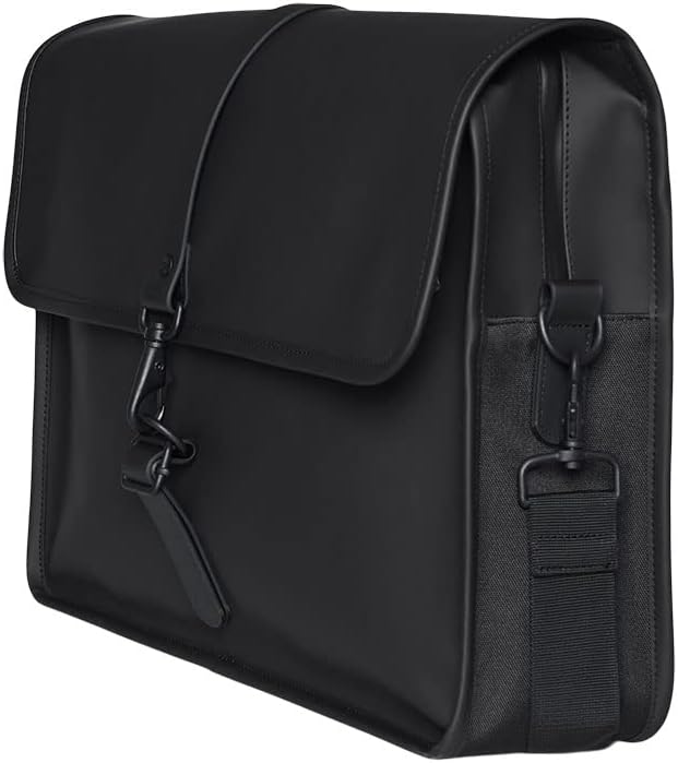 RAINS Messenger Bag - Laptop Bag for men and women - Fits 16” laptop or tablet - Black, One Size.