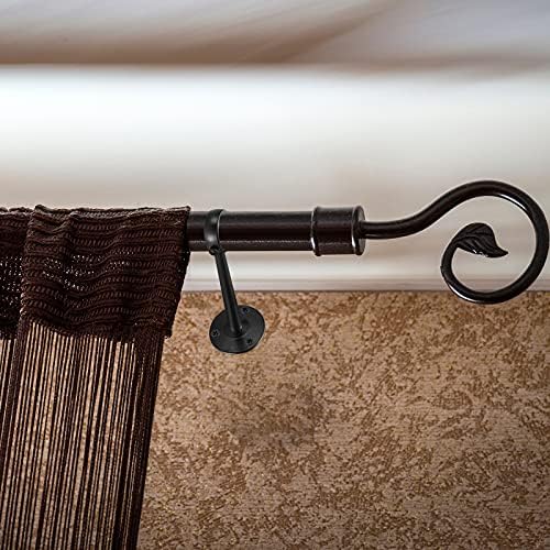 Hotop 6 Pieces Ceiling-Mount Curtain Rod Bracket Adjustable Black Curtain Rod Holders Wardrobe Pole Holder for Home Kitchen Shelf Closet Shower Wall Window Room with 18 Pieces Screws