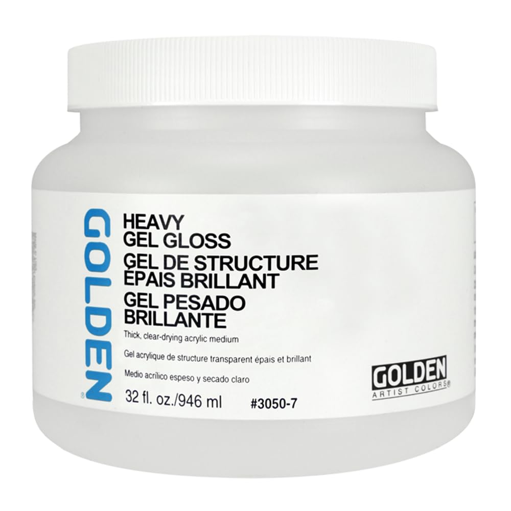 Heavy Gel Gloss by GOLDEN, 32 fl. oz. Jar, Professional Acrylic Gel Medium, Transparent