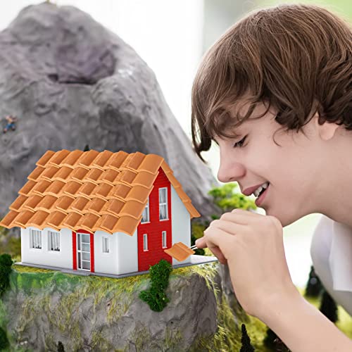 Charniol Roof Tiles Model Building Set Miniature Tiles Roof Tiles Dollhouse Shingles Fake Tiles Model Landscape Accessories for DIY Kitchen Garden Diorama Roofing (Red,100 Pieces)