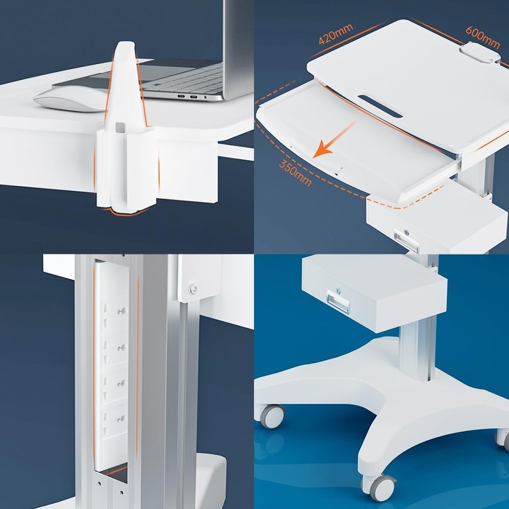 Carrello medico for laptop con supporto for scanner orale, altezza regolabile for clinica odontoiatrica, ospedale, bellezza