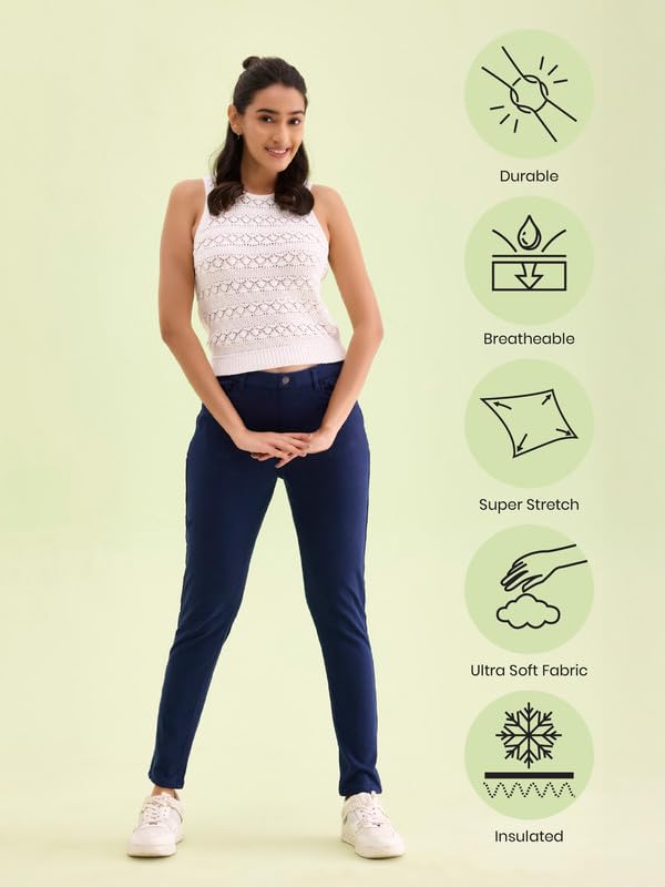 Image of GO COLORS Women Solid Super Stretch Warm Jeggings