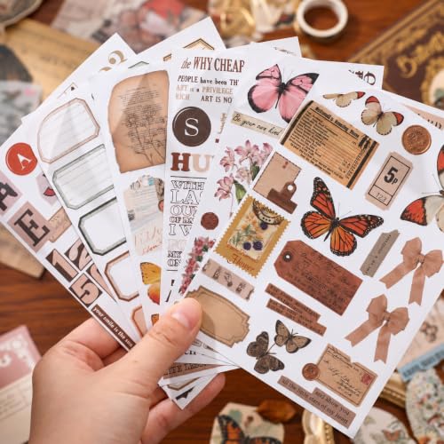 Image of RANDEN Butterfly Journaling Kit, 346PCS Vintage Scrapbook & Stationery Set with Aesthetic Stickers, Ephemera Pack and Journal Supplies for Bullet Journals, Planners, Albums & Creative Crafts (Butterfly)