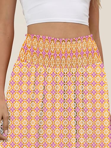 Image of ANRABESS Women's Maxi Skirts Summer Boho Floral High Waisted Flowy Swing Pleated Beach Long Skirt with Pockets