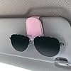 KIWEN Sunglasses Holders for Car Visor, Magnetic Leather Glasses Eyeglass Clip for Car, Ticket Card Clip Sunglasses Mount, Car Visor Accessories Gadgets (1, Pink)