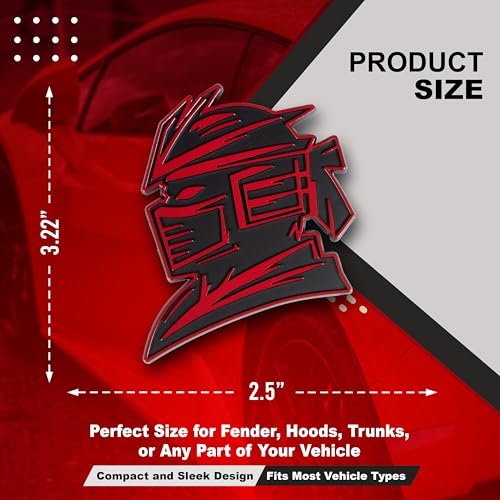 Image of Samurai Emblem, Custom 3D Car Badge - Universal Exterior Accessories for Car, Truck, SUV, Motorcycle (Set of 2) (Red)