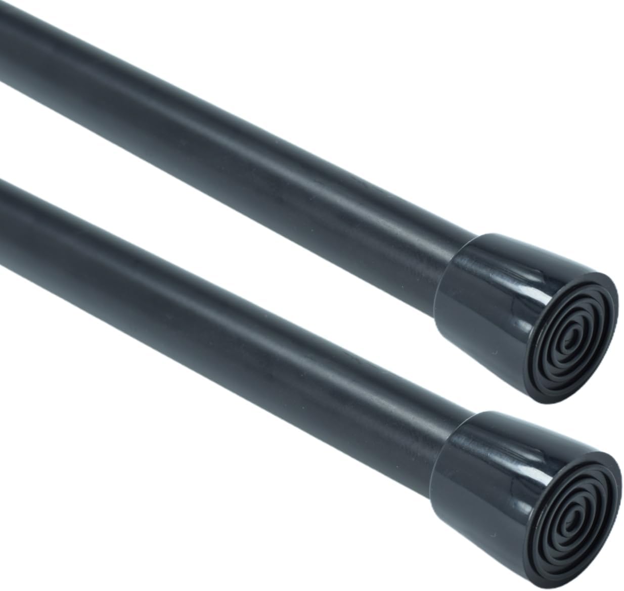 Blu-Pier Tech 2 Pack Spring Tensions Rods Steel Adjustable Length Curtain Rod, 28-43 Inches (Black)