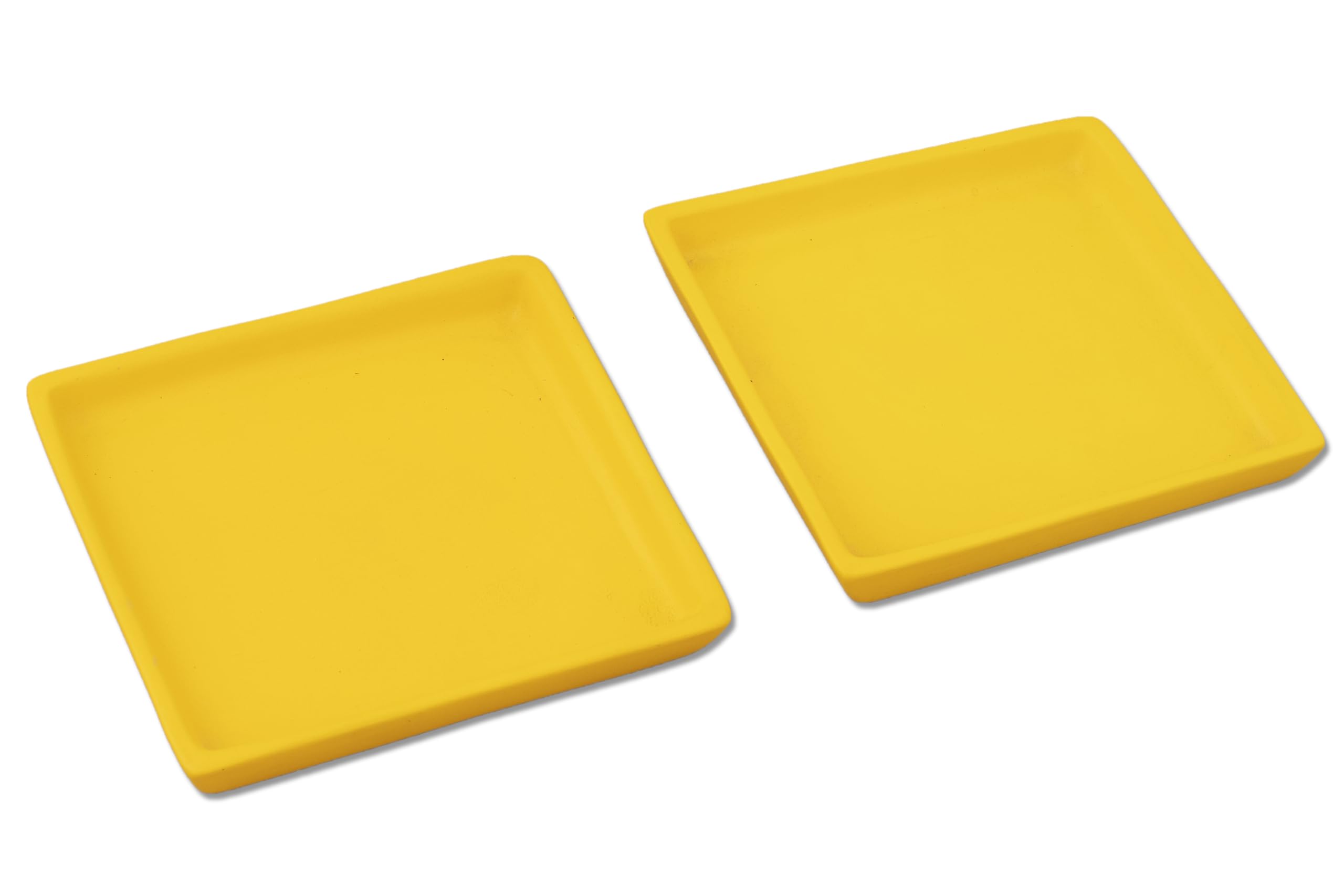 DivyaKriti Square Ceramic Plates for Pots, Plates for Planters, Succulent Pot, Flower Pot (Set of 2, Size Medium) (HAND PAINTED YELLOW) (B0B71DN2W4) Amazon Price History, Amazon Price Tracker