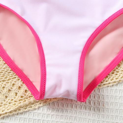 Image of Toddler Girl Swimsuit Candy Color One-Piece Swimwear Girls Color Block Bathing Suit Summer Bikini Set 1-6 Years